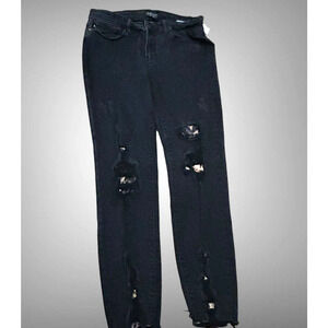 Judy Blue Leopard Patch Skinny Jeans Womens 11/30 Black B82168 Distressed